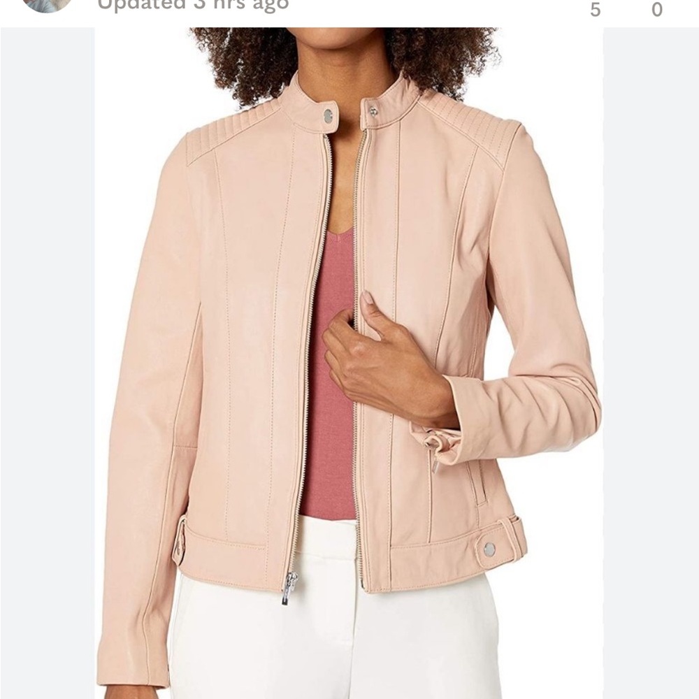 Cole Haan Quilted Leather Lambskin Moto Jacket (XS)